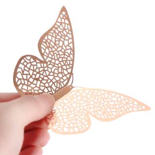 HZLING 12 Cái / bộ Miếng Dán Bướm Vàng Bạc Thủ Công Đồ Dùng Dự Tiệc Kết Cấu Kim Loại