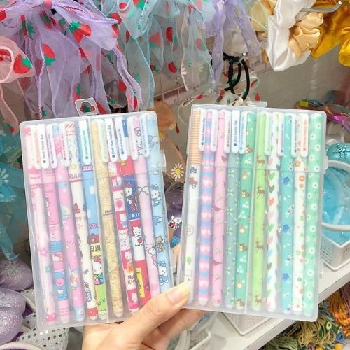 Bộ Bút Gel Nước 10 Cây 0.38mm (MỰC ĐEN) Dễ Thương
