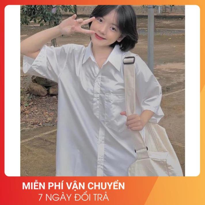Áo Sơ Mi Trắng Tay Lỡ Hs 24AP Nữ [FREESHIP] 🌸 Thun kiểu form rộng học sinh, vintage cá tính rẻ đẹp Ulzzang 🌸 | BigBuy360 - bigbuy360.vn