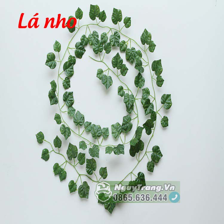 Dây leo cây giả, dải cây giả lá nho xanh, dưa hấu dài 2m2 1 dây