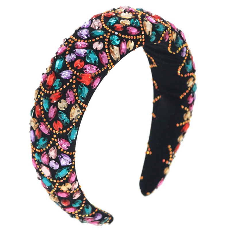 Flgo Băng Đô Đính Đá Thủy Tinh Nhiều Màu Có Đệm Xốp Phong Cách Baroque Sang Trọng