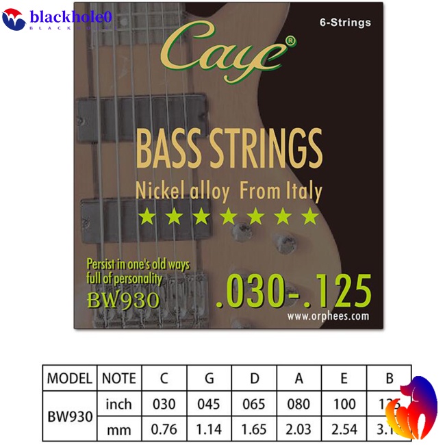 Set 4/5/6 dây đàn guitar bass BH CAYE BW