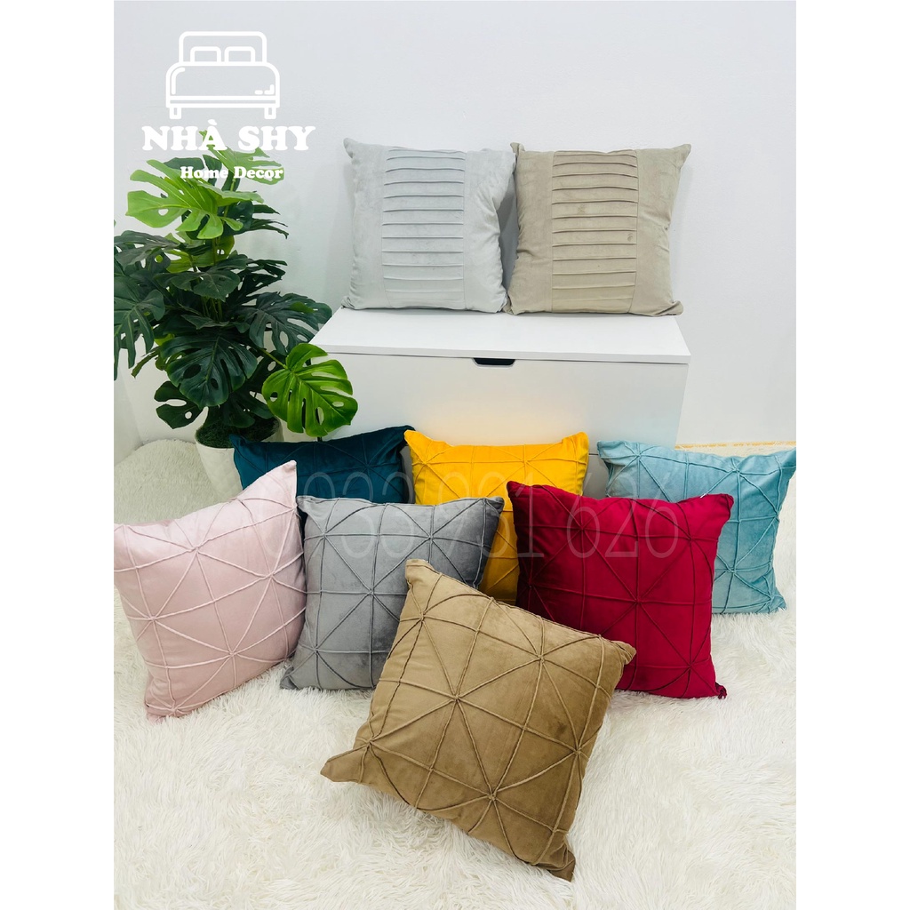 GỐI TỰA SOFA NỈ NHUNG HỌA TIẾT ZICZAC SIZE 45X45CM