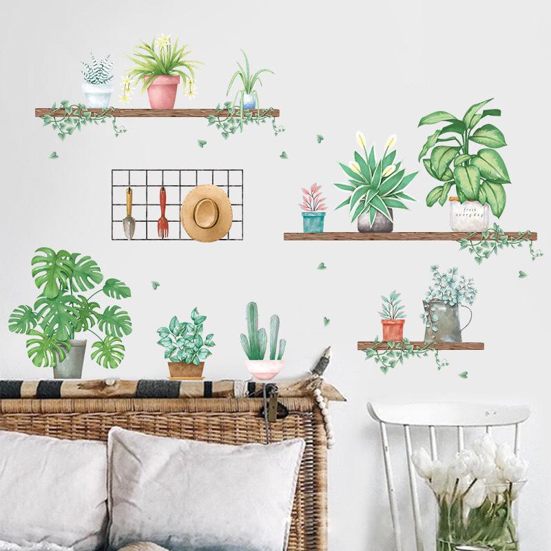 Decal Dán Tường Hình Chậu Cây Hoa