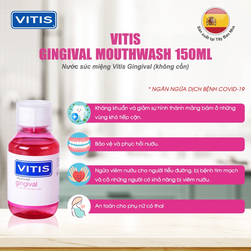 Nước súc miệng diệt khuẩn Vitis Gingival 150ml