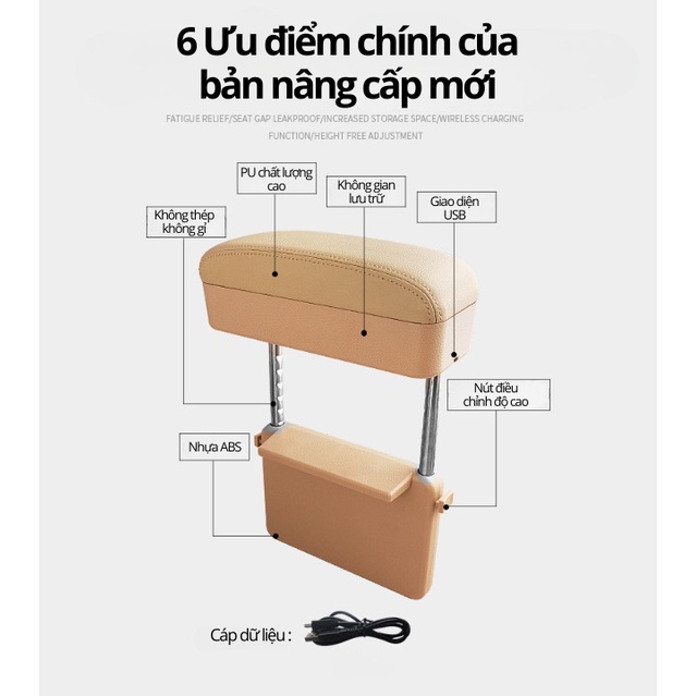 Hộp Kê Tay Ô Tô Kết Hợp Sạc Điện Thoại Không Dây Đa Năng 6 By-801