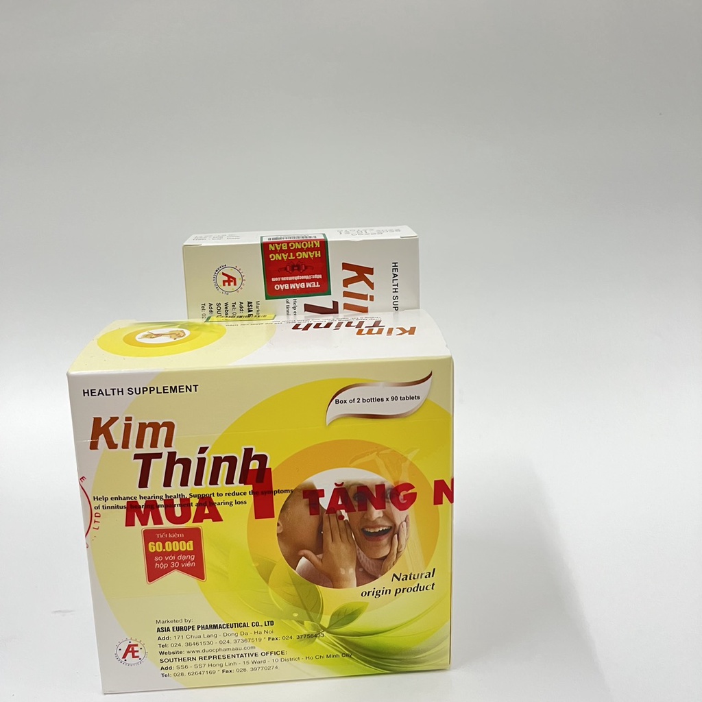 Kim Thính Hộp 2 lọ 90 Viên - Tặng Thêm 1 Hộp 30 viên - Tăng Cường Thính Lực, Cải Thiện Nghe Không Rõ, Ù Điếc Tai