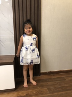 Đầm bé gái hình mèo v09
