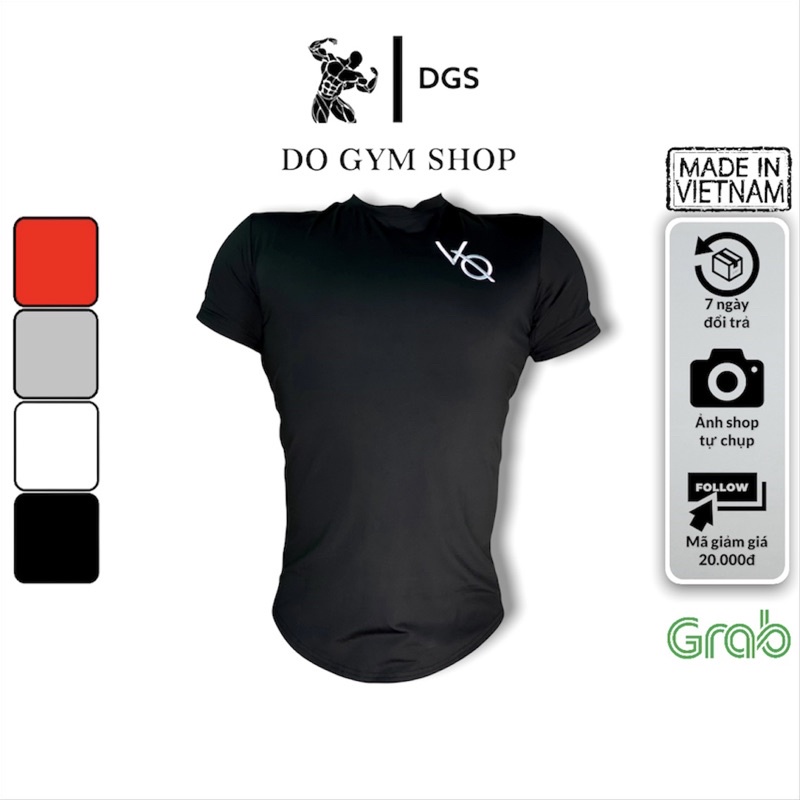 Áo thể thao nam DO GYM SHOP form ôm body logo thêu, thun lạnh 4 chiều thoáng mát