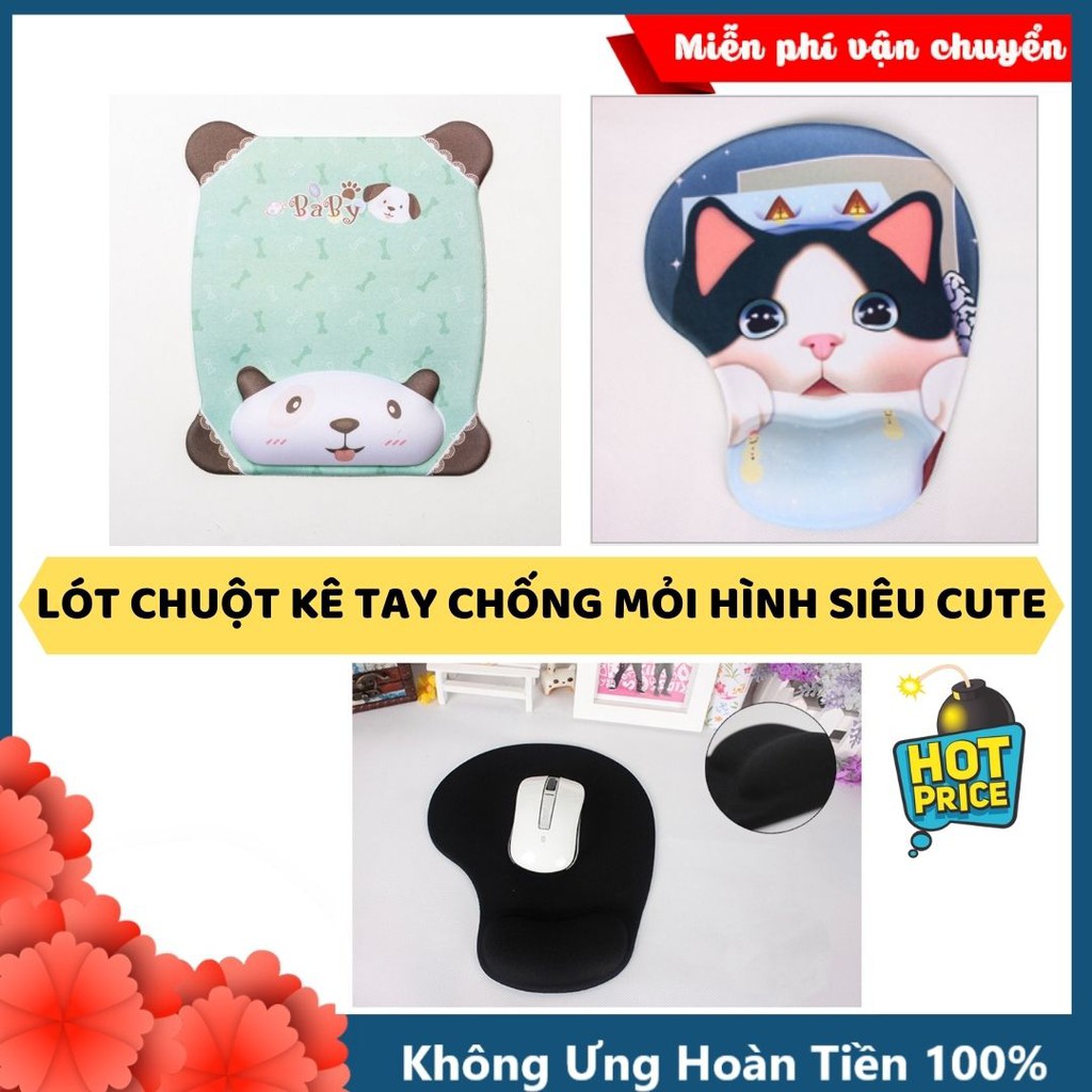 Miếng lót chuột nâng cổ tay chống mỏi silicon cao cấp hình cute siêu xinh, pad bàn di chuột chơi game dùng văn phòng | BigBuy360 - bigbuy360.vn