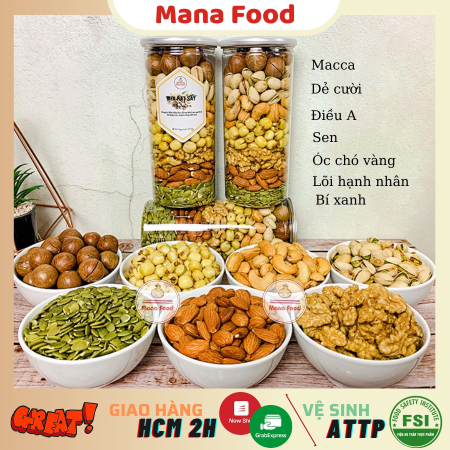 550G Mix 7 Hạt Dinh Dưỡng Mana Food |  VSATTP - Hạt bùi béo - Chất lượng