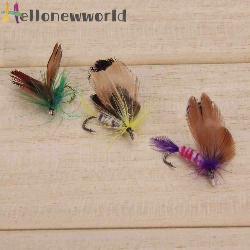 Bộ 12 Mồi Câu Cá Hình Côn Trùng Bay Kèm Lưỡi Câu Giả