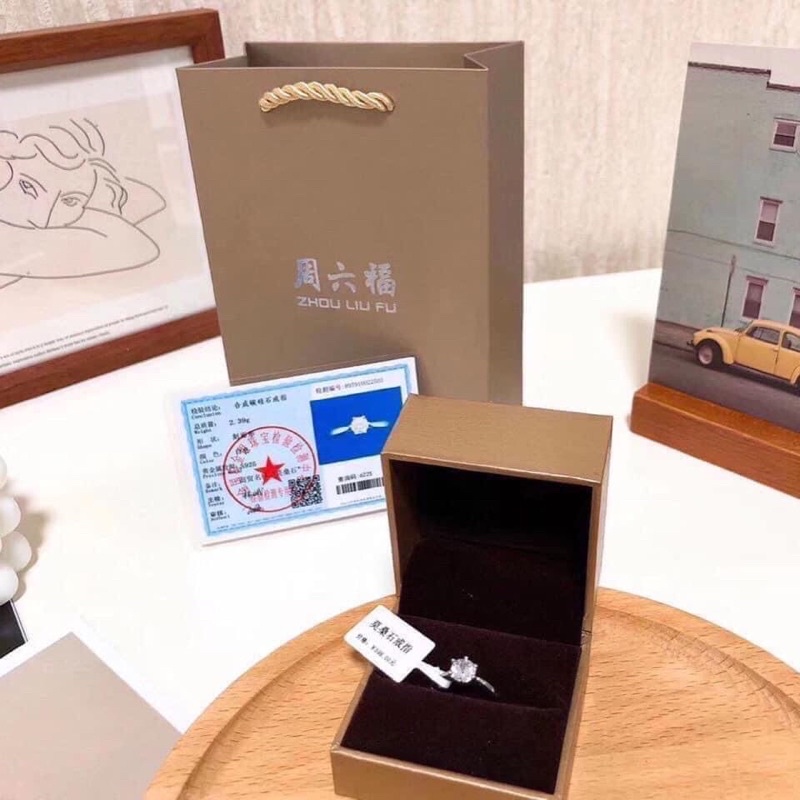 Nhẫn kim cương bạc s925 full box