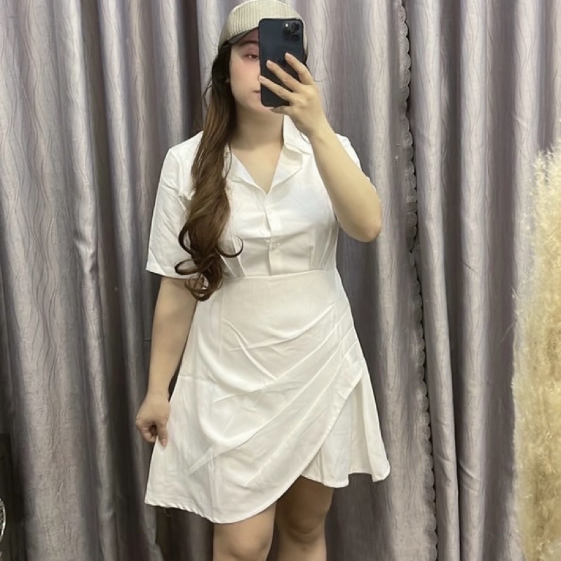 BIGSIZE  Đầm cổ sơ mi thanh lịch bigsize 50-90kg