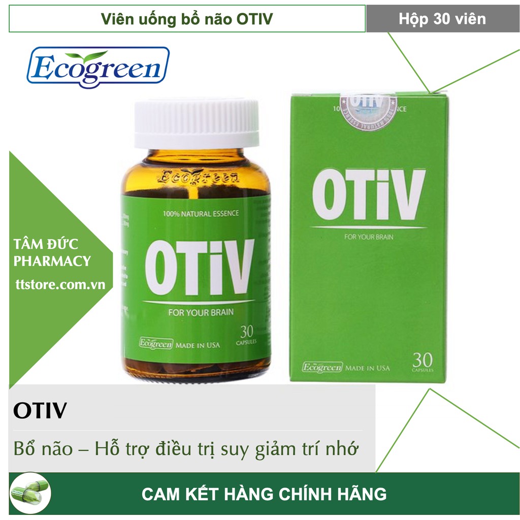 OTIV [Hộp 30 viên] - Hỗ trợ cải thiện mất ngủ, đau nửa đầu, tăng cường trí nhớ [ECO GREEN]