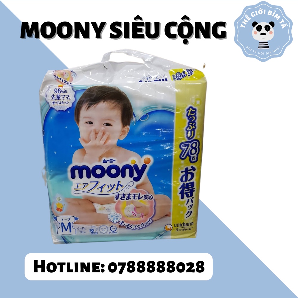 (MOONY JUMBO)Bỉm Tã Dán/Quần Moony Nội Địa Nhật Đủ Size NB111/S102/M78/M70/L54/XL46