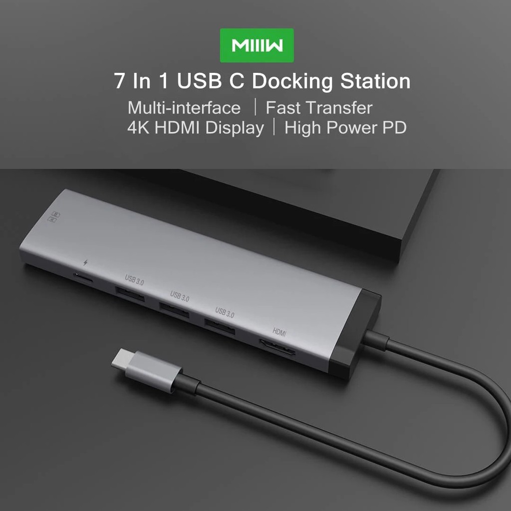 Hub Chuyển Đổi Xiaomi Usb-C 7 Trong 1 Với Màn Hình Hiển Thị HD Cổng Usb 3.0