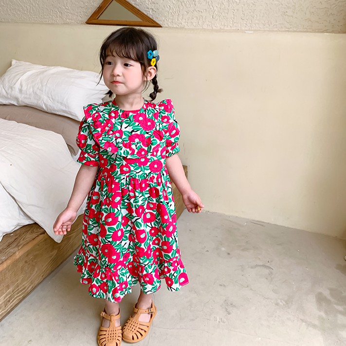 Đầm hoa phong cách Hàn Quốc xinh xắn cho bé gái