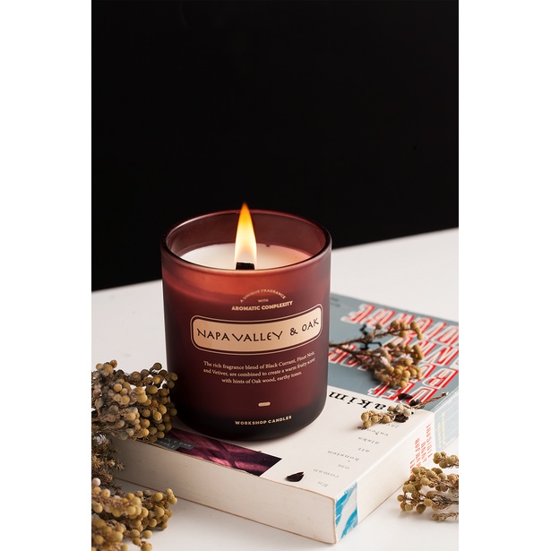 Nến thơm Napa Valley &amp; Oak Workshop Candles H&amp;H Home 8.8oz hương ấm áp giúp giảm stress