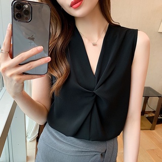 Áo lụa sát nách xoắn ngực công sở MS02