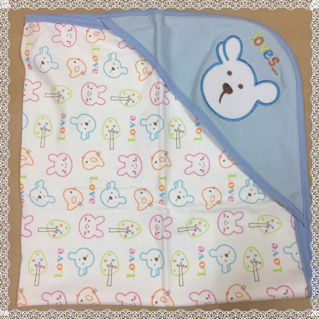 Choàng bế mỏng hình cotton HUB Thái Lan 75x75cm