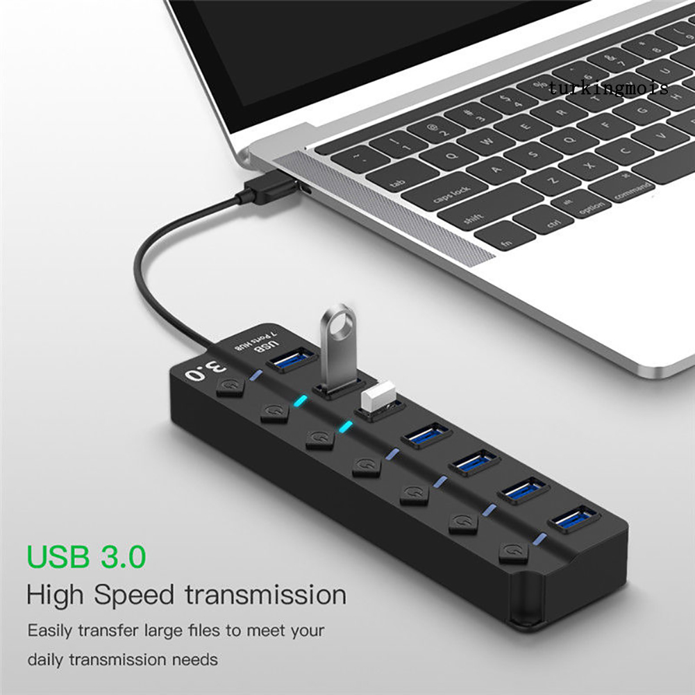 Bộ Chia 7 / 4 Cổng Usb 3.0 Tốc Độ Cao Có Công Tắc On / Off Tiện Dụng