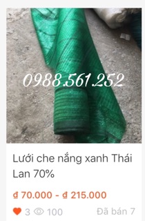 Lưới che nắng xanh Thái Lan 70%