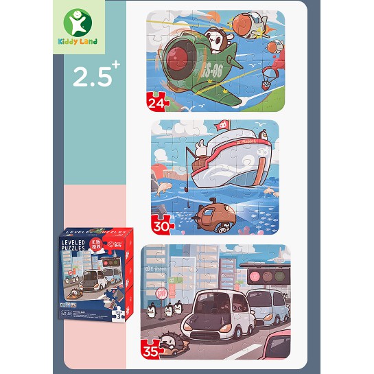 BỘ XẾP HÌNH NÂNG CAO LEVELED PUZZLES 4 cấp độ 1-4 tuổi