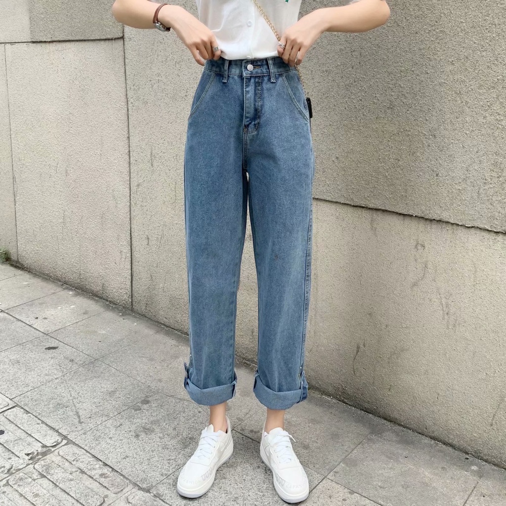 Quần Jeans Nữ Dài Lưng Cao Thời Trang Hàn