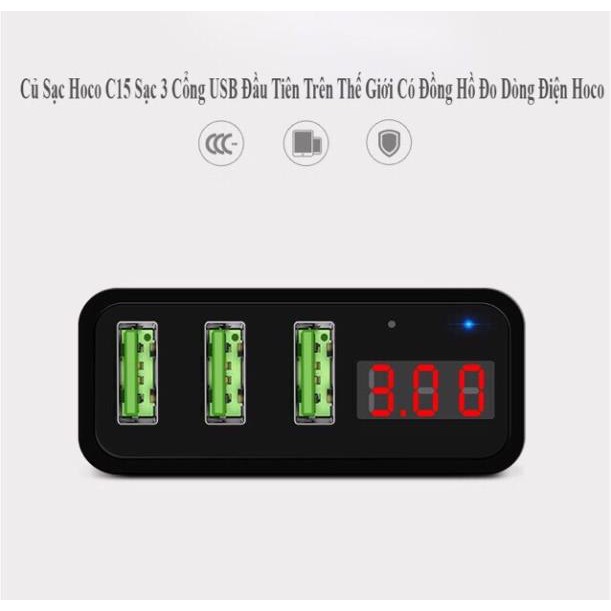 Cốc Sạc Nhanh Hoco C15 Hiển Thị LCD Chuẩn QC - Hàng Chính Hãng