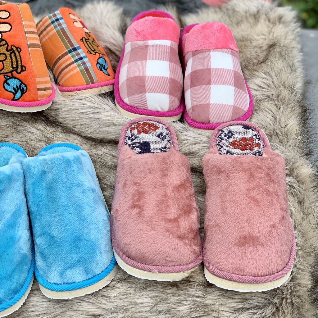 W (Xả kho) Dép bông nam nữ đi trong nhà Free size giao màu bỗng nhiên 37 62