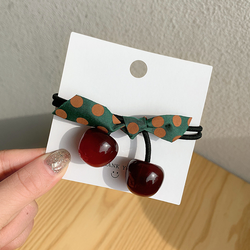 Dây Buộc Tóc Hình Quả Cherry Phối Nơ Thời Trang Xinh Xắn