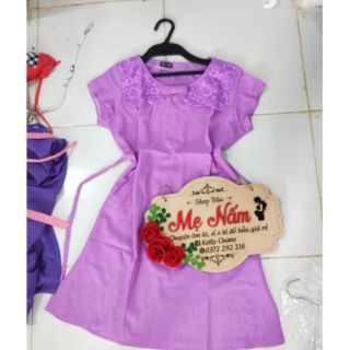 Váy đầm bầu phối ren.  Vải voan cát.