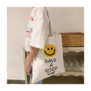 [TIỆM CÔ TÊ] Túi Vải Túi Tote Chữ In Have A Good Day Canvas Hàn Quốc Siêu Xinh Giá Cực Rẻ