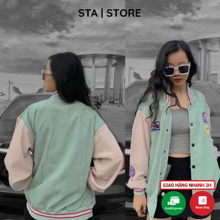 Áo Khoác bomber chất nhung ❤️ Áo khoác unisex ❤️ Áo khoác bomber thêu logo form 70kg đổ lại phong cách hàng quốc 💙MS34