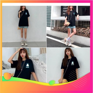 Áo dạ quang nữ form rộng HEYBEAR Áo phông tay lỡ unisex đẹp màu đen chất cotton xịn Thời trang