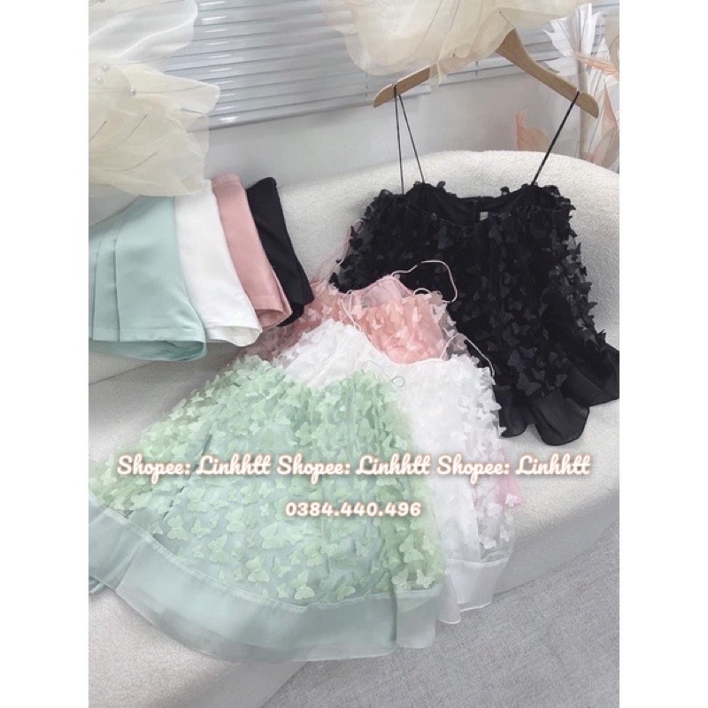 SET 2 DÂY BABYDOLL VOAN TƠ HOA NỔI QUẦN TAFTA