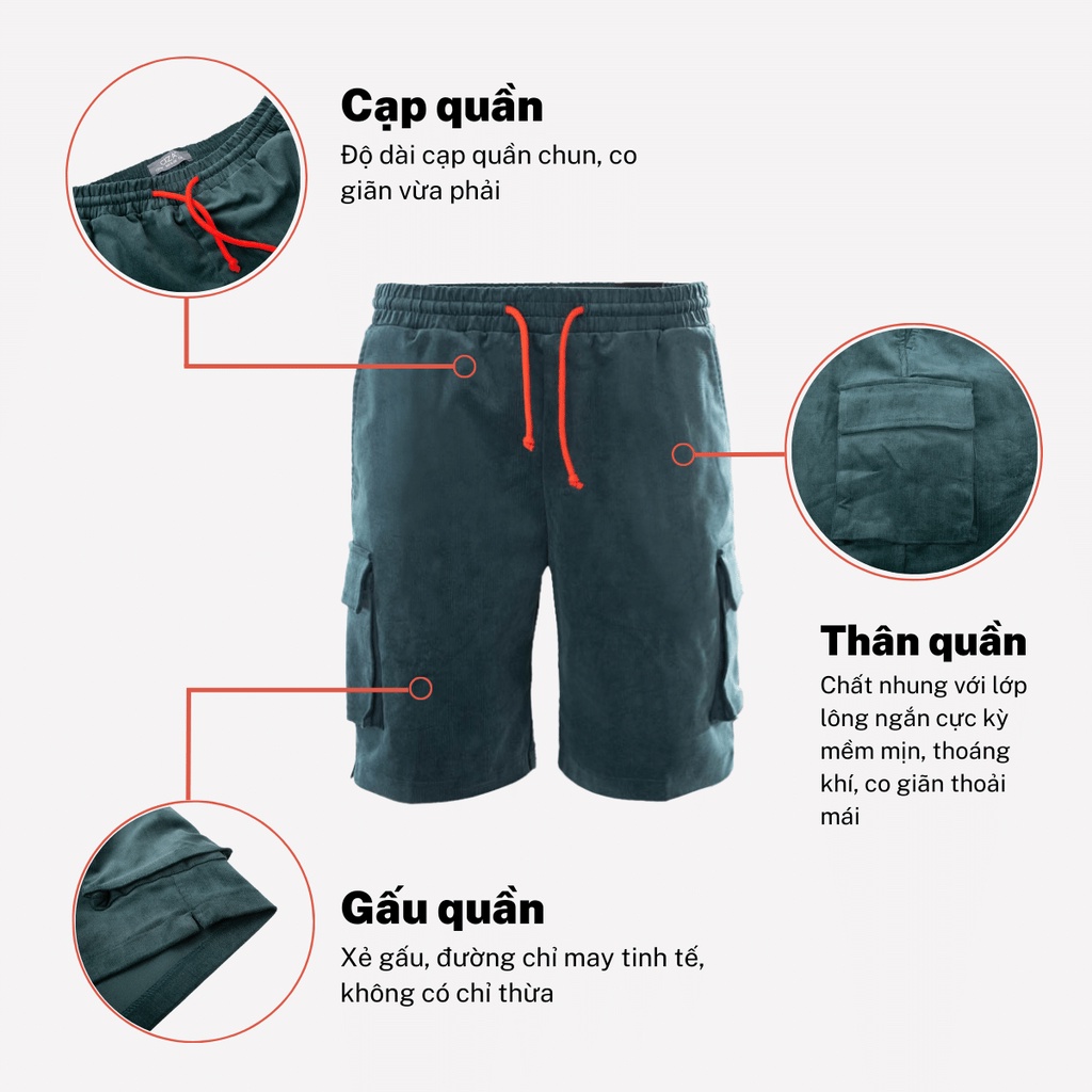 Quần đùi short nam CIZA vải nhung có dây rút túi đựng phong cách trẻ trung độc đáo QSTS17