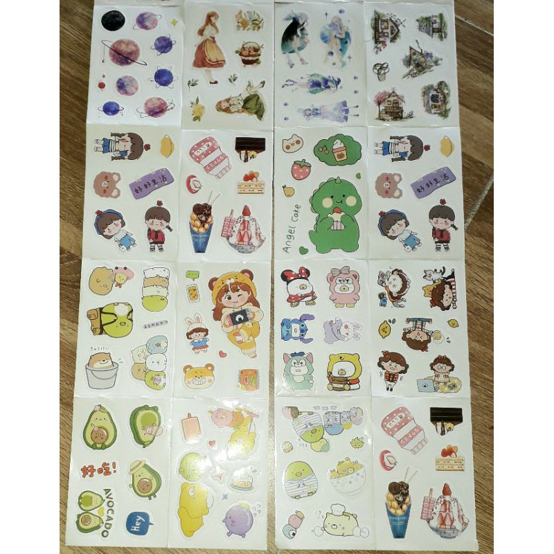 Sét 12 tờ hình dán cho bé kích thước 7x10 cm có nhiều mẫu