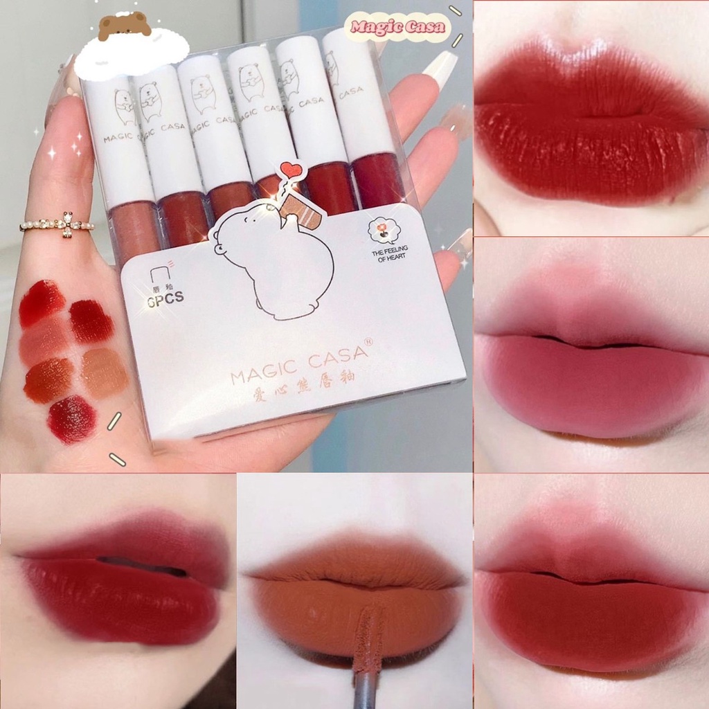 Bộ 6 thỏi son kem lì FuLoving mịn như nhung vỏ in hình lạc đà dễ thương