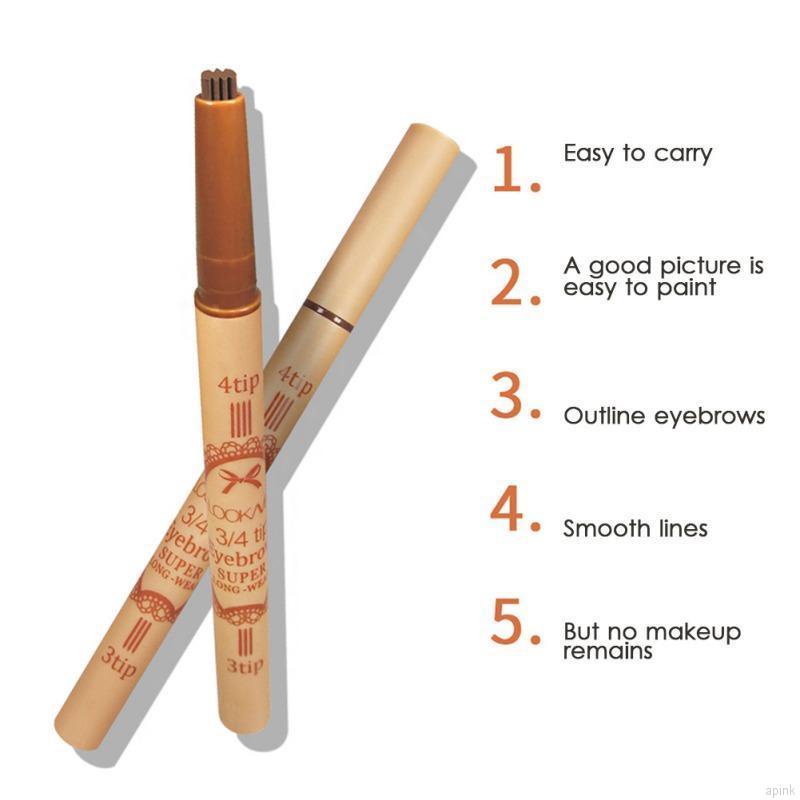 Bút Chì Kẻ Lông Mày 3D 2 Trong 1 Xoay Tự Động Chống Nước Chống Nhòe Lâu Trôi