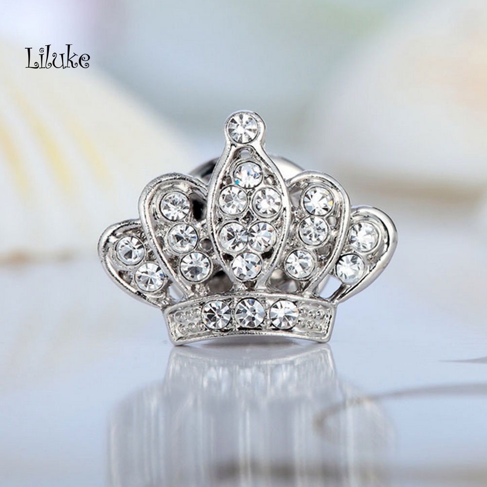 Ghim Cài Áo Hình Vương Miện Đính Đá Nhân Tạo Thời Trang Cho Nữ