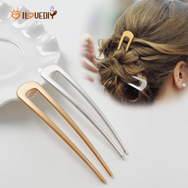 Kẹp Tóc Hình Chữ U Bằng Kim Loại Đơn Giản Cổ Điển Dành Cho Cô Dâu