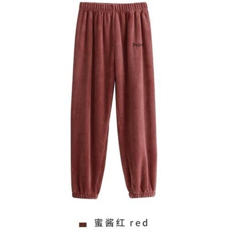 Quần Ngủ Nhung Dáng Rộng Ấm Áp Theo Phong Cách Thu Đông Dành Cho Nữ