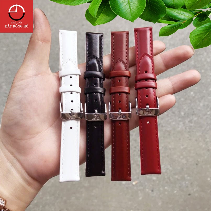 Dây đồng hồ da DA TRƠN DW full size 12mm, 14mm, 16mm, 17mm, 18mm, 19mm, 20mm