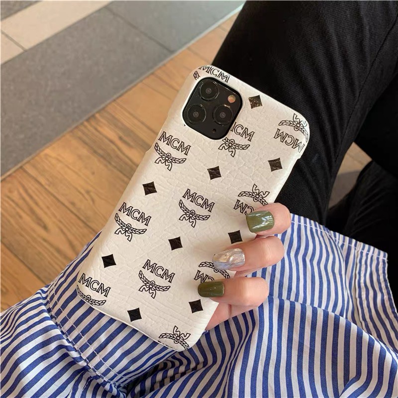 ✧✼❈Ốp điện thoại da viền cứng họa tiết logo MCM thời trang nhiều màu cho iphone 11 pro max xs 12 xr
