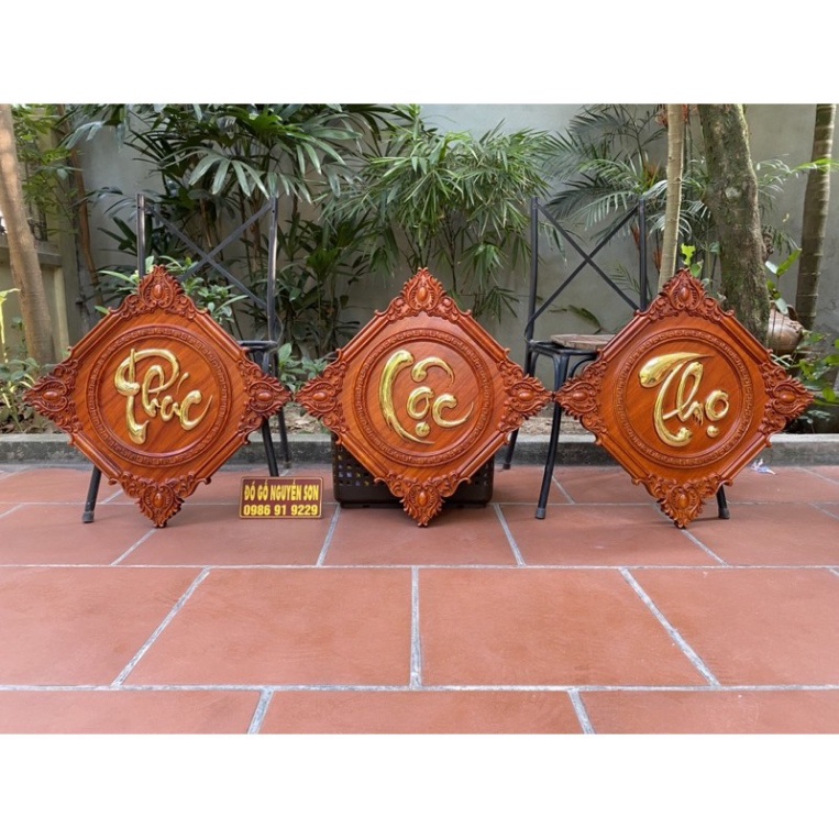 Tranh chữ phúc lộc thọ gỗ hương