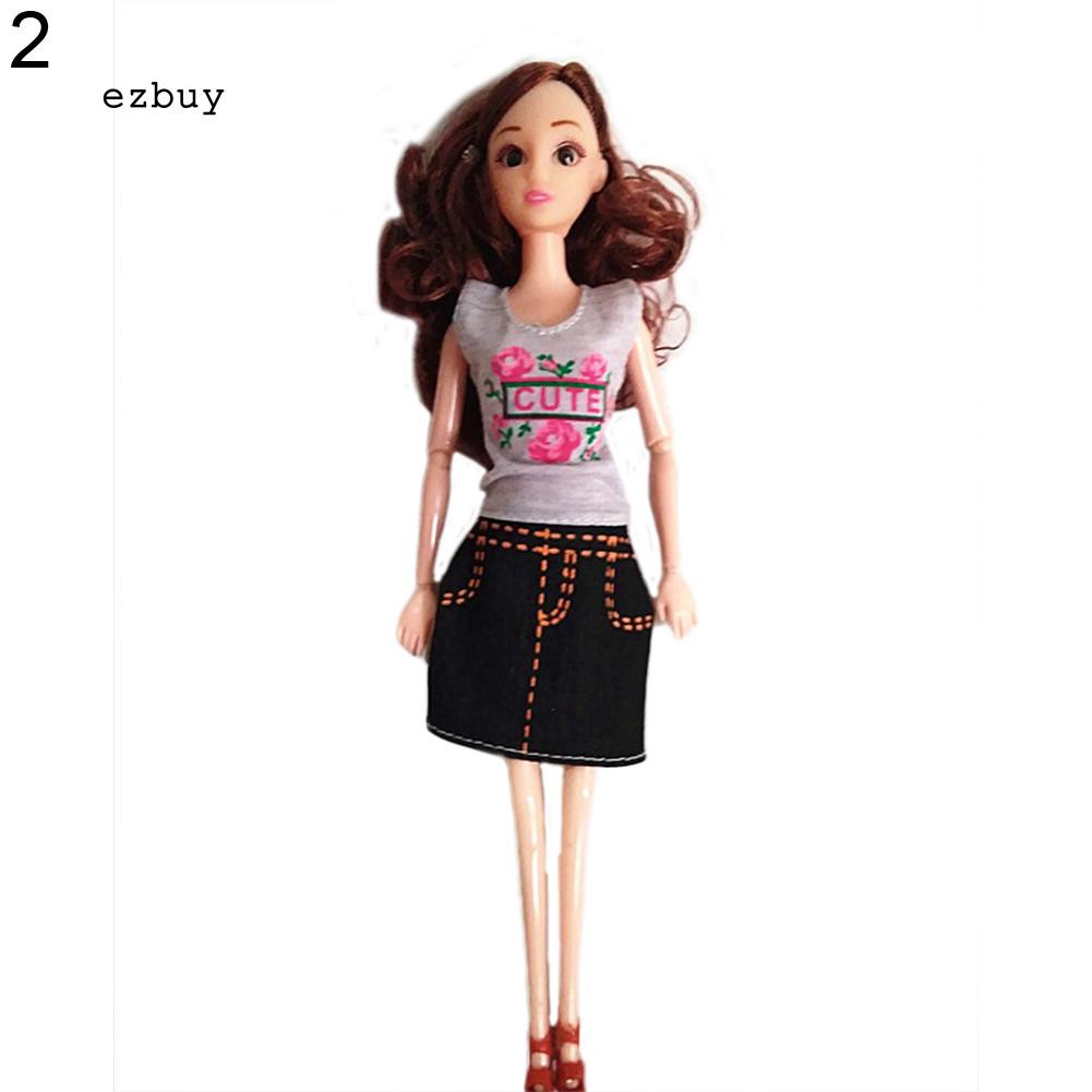 Bộ váy và áo họa tiết kẻ sọc xinh xắn cho búp bê