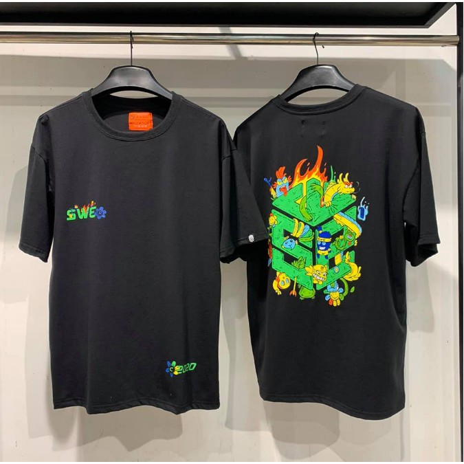 Áo Phông Unisex S.WE Logos Tay Lỡ Form Rộng - Áo Thun Unisex Chất Liệu Cotton 2 Màu Đen Trắng Logos S.WE