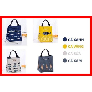 Túi Giữ Nhiệt Đựng Cơm Văn Phòng Họa Tiết Hình Cá